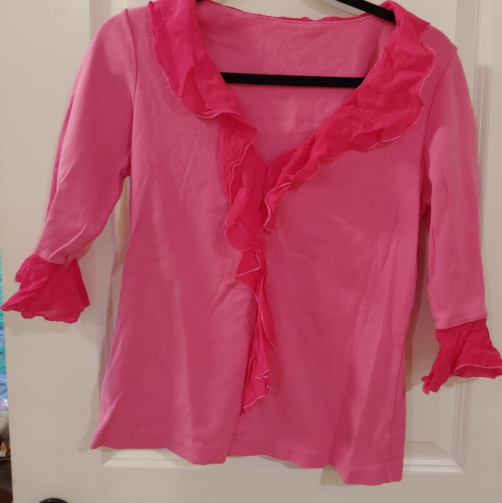 3/4 length ruffle top